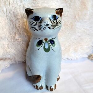 Signed Mexico Tonala Folk Art Cat